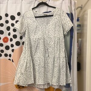 Target White Tiered Leopard-Print Midi Dress